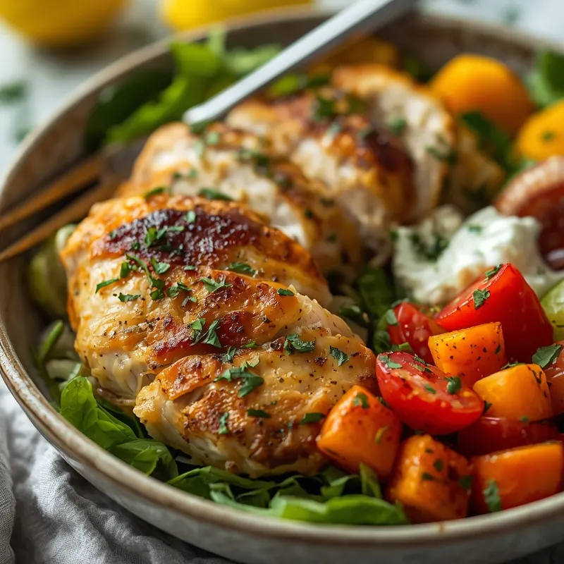 Colorful Mediterranean Lemon Oregano Chicken Bowls Colorful Mediterranean Lemon Oregano Chicken Bowls