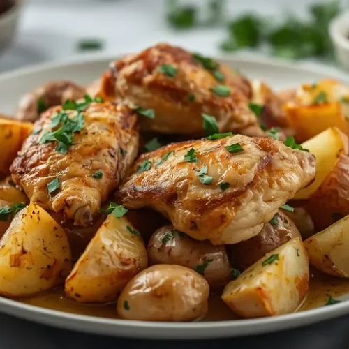 one pan garlic butter chicken potatoes recipe