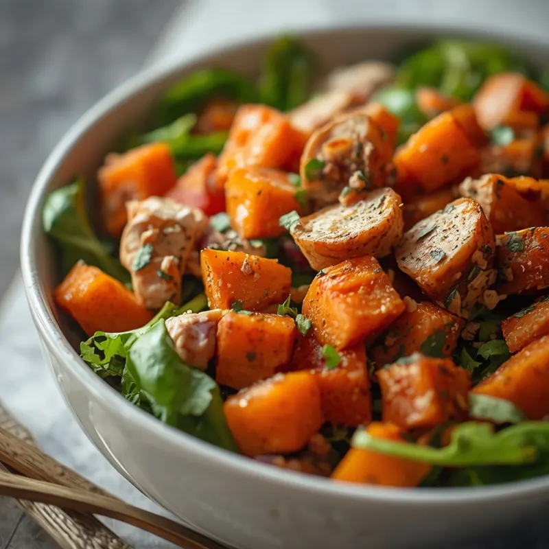 Fresh Roasted Sweet Potato Chicken Salad