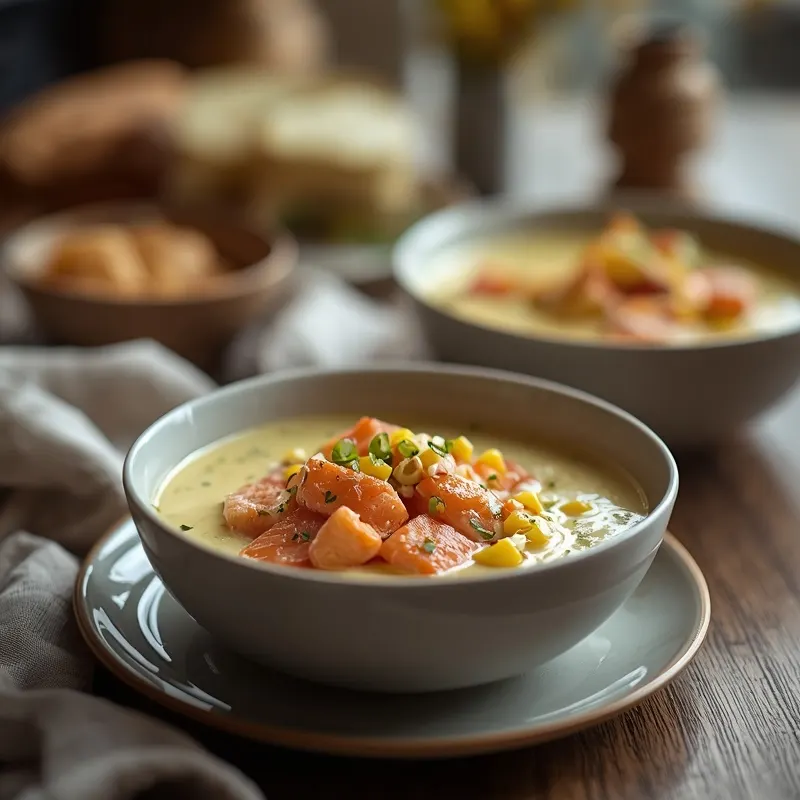Creamy Salmon Corn Chowder Bowls Creamy Salmon Corn Chowder Bowls