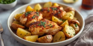 Crispy Sheet Pan Garlic Chicken Potatoes