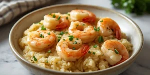Creamy Shrimp Garlic Butter Rice Bake