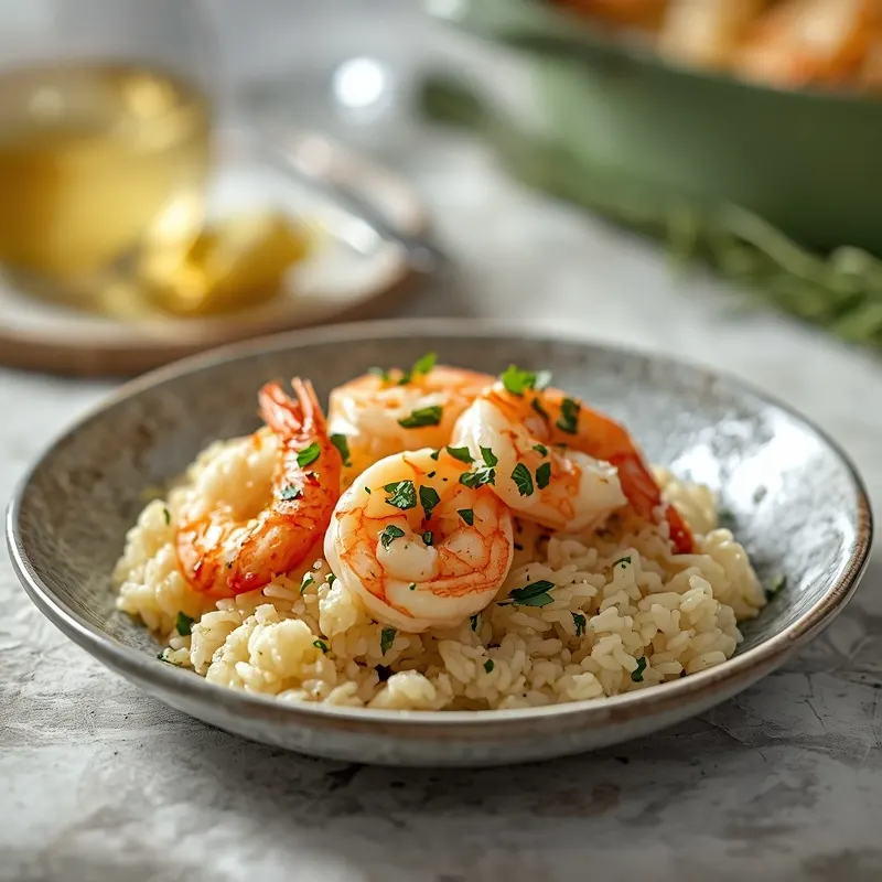 Creamy Shrimp Garlic Butter Rice Bake
