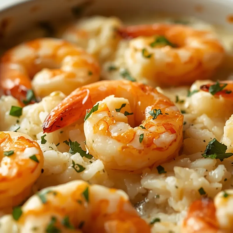 Creamy Shrimp Garlic Butter Rice Bake