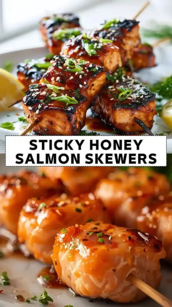 Sticky Honey Salmon Skewers Recipe Sticky Honey Salmon Skewers with Garlic Soy Glaze