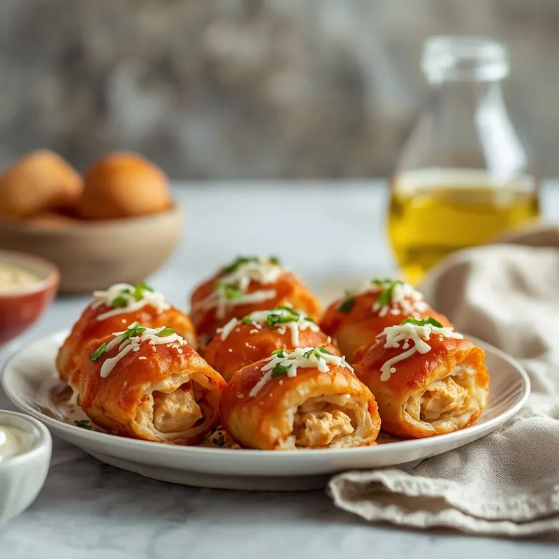 Golden Baked Buffalo Chicken Pizza Rolls Golden Baked Buffalo Chicken Pizza Rolls