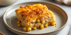 Golden Baked Cheesy Chicken Corn Casserole