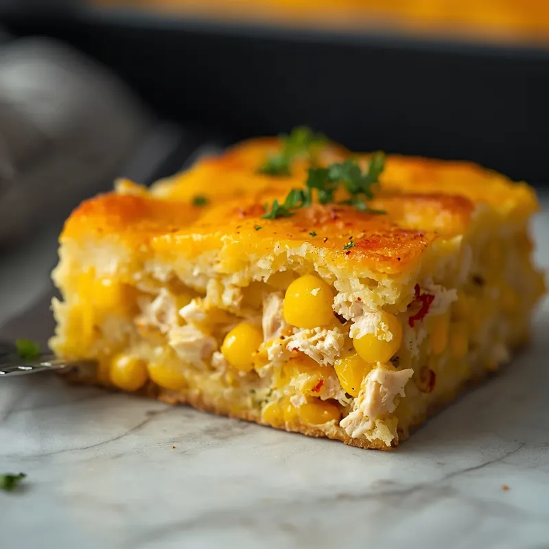Golden Baked Cheesy Chicken Corn Casserole