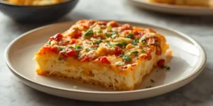 Golden Baked Chicken Alfredo Pizza Casserole