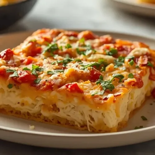 baked chicken alfredo pizza casserole recipe