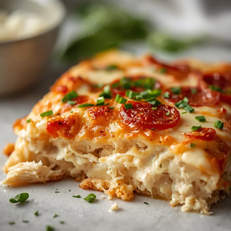 Golden Baked Chicken Alfredo Pizza Casserole Golden Baked Chicken Alfredo Pizza Casserole