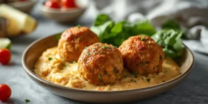 Golden Baked Chicken Stuffing Meatball Casserole