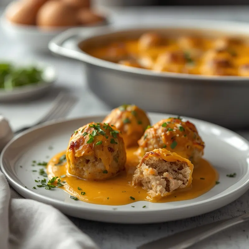 Golden Baked Chicken Stuffing Meatball Casserole