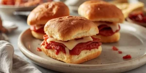 Golden Baked Football Pizza Sliders