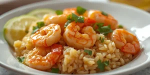 Golden Baked Garlic Butter Shrimp Rice Casserole