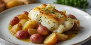 Juicy Baked Lemon Garlic Cod and Potatoes
