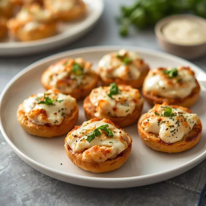 Golden Baked White Garlic Chicken Pizza Bites