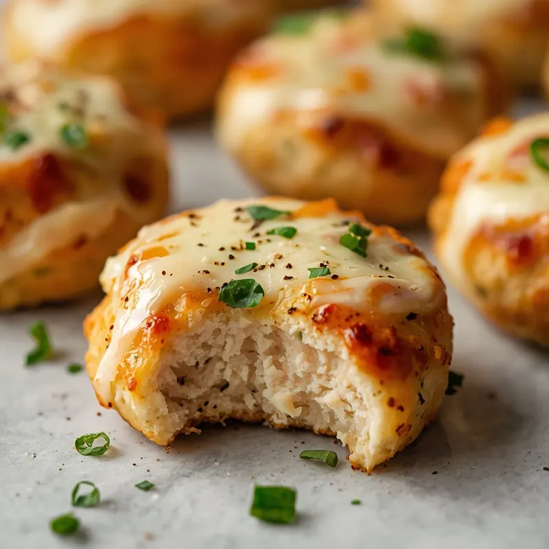 Golden Baked White Garlic Chicken Pizza Bites