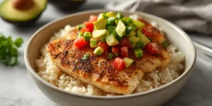 Colorful Cajun Blackened Fish Rice Bowls