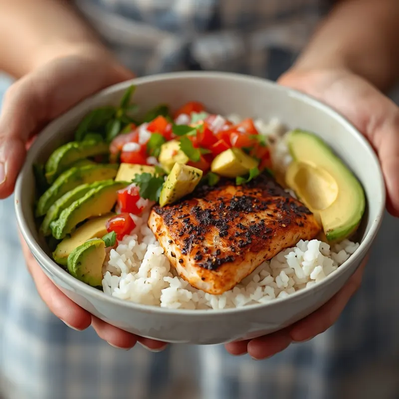Colorful Cajun Blackened Fish Rice Bowls