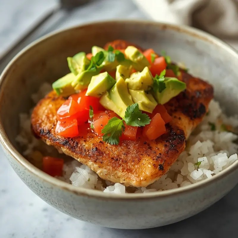 Colorful Cajun Blackened Fish Rice Bowls