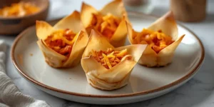 Golden Cheesy Buffalo Chicken Wonton Cups