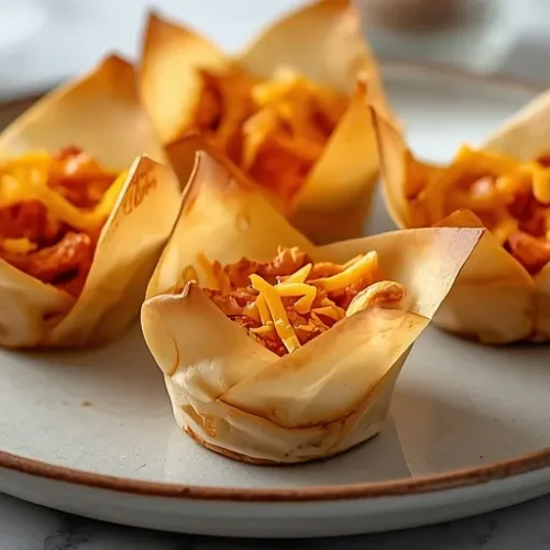 cheesy buffalo chicken wonton cups recipe