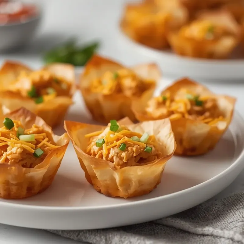 Golden Cheesy Buffalo Chicken Wonton Cups Golden Cheesy Buffalo Chicken Wonton Cups