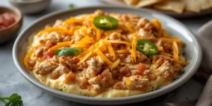 Loaded Cheesy Cream Cheese Chicken Taco Dip