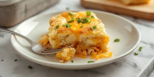 Golden Cheesy Garlic Chicken Biscuit Casserole