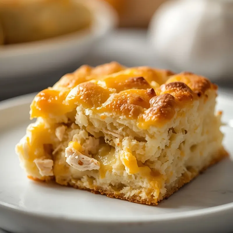 Golden Cheesy Garlic Chicken Biscuit Casserole Golden Cheesy Garlic Chicken Biscuit Casserole