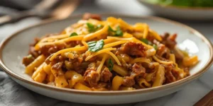 Cheesy Ground Beef and Cabbage Skillet