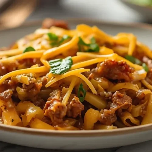 cheesy ground beef and cabbage skillet recipe