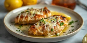 Golden Cheesy Lemon Garlic Chicken Bake