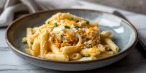 Golden Cheesy Ranch Chicken Pasta Casserole
