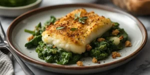 Golden Cod Spinach Parmesan Gratin