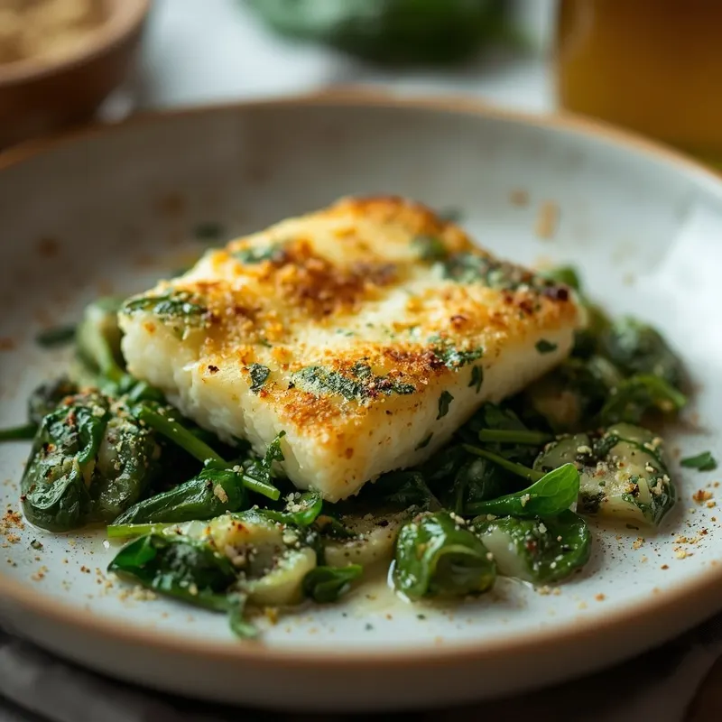 Golden Cod Spinach Parmesan Gratin Golden Cod Spinach Parmesan Gratin
