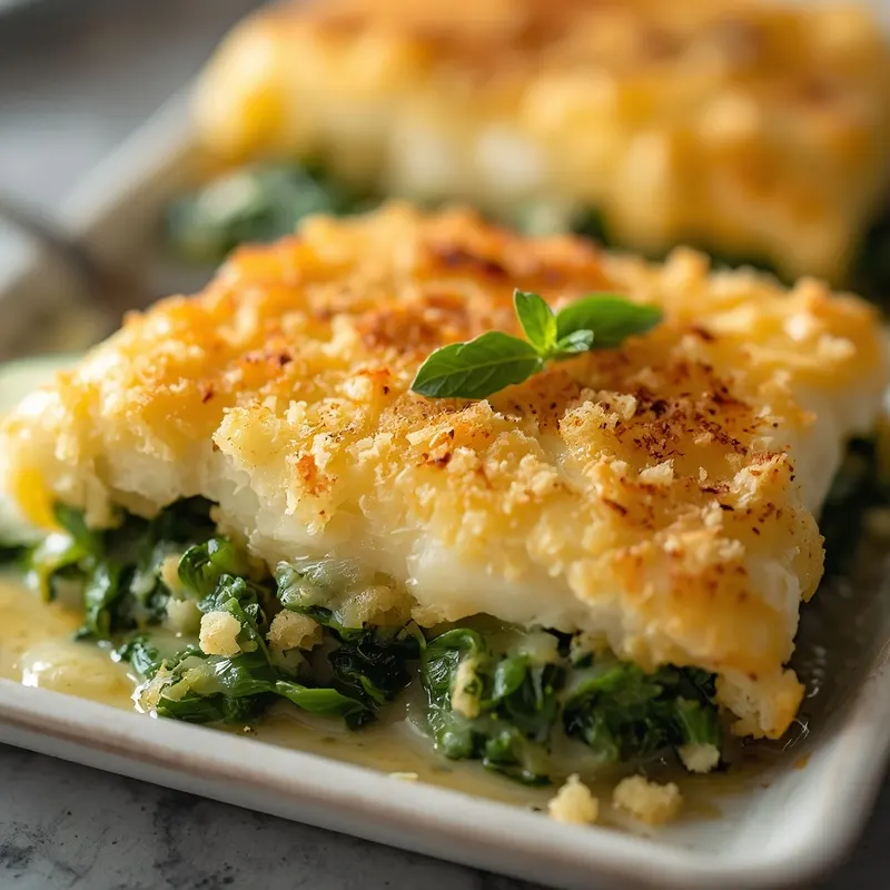 Golden Cod Spinach Parmesan Gratin Golden Cod Spinach Parmesan Gratin