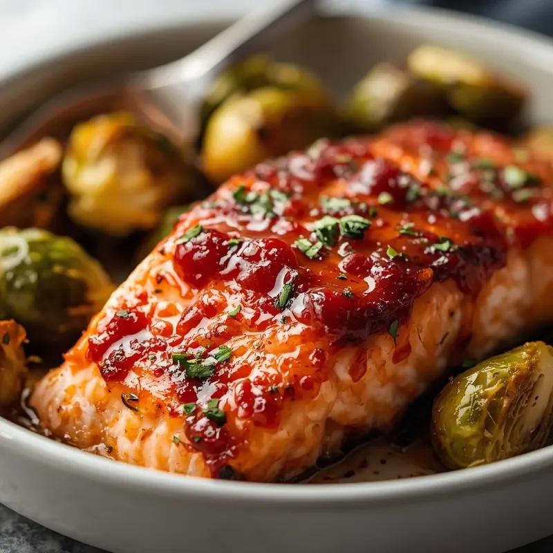 Cranberry Glazed Salmon with Roasted Brussels Sprouts Cranberry Glazed Salmon with Roasted Brussels Sprouts
