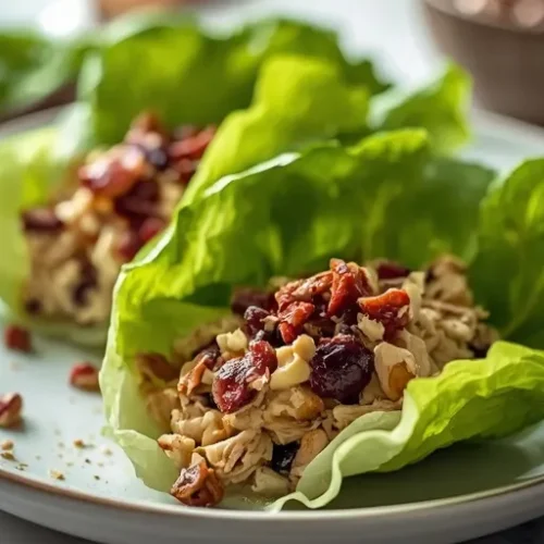 cranberry pecan chicken salad lettuce cups recipe