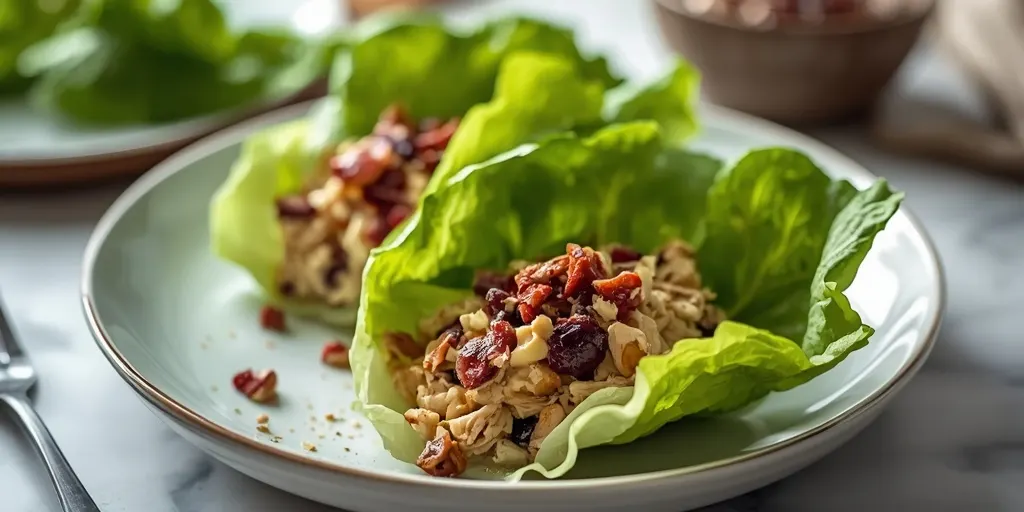 cranberry pecan chicken salad lettuce cups recipe