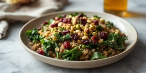 Fresh Cranberry Pistachio Kale Farro Salad