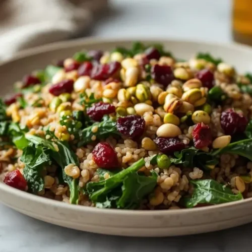cranberry pistachio kale farro salad recipe