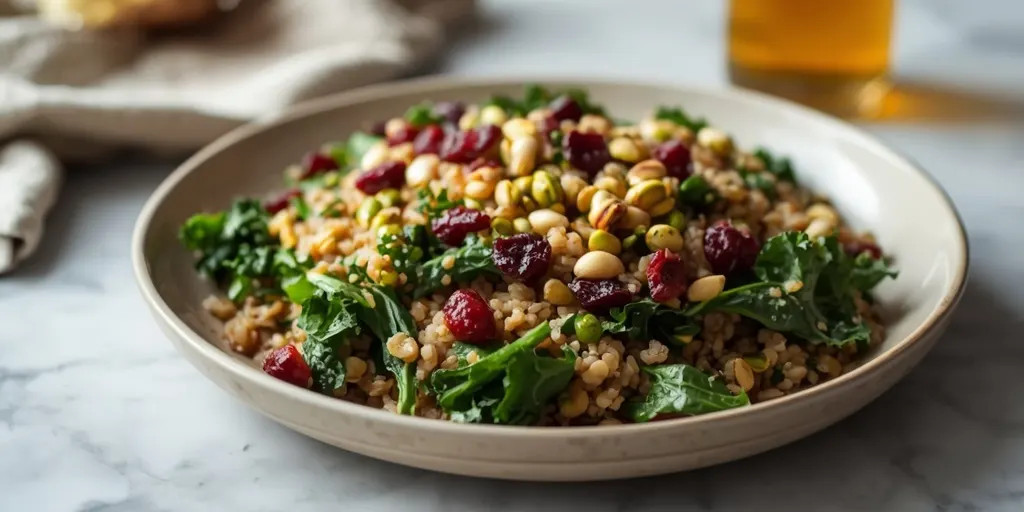 cranberry pistachio kale farro salad recipe