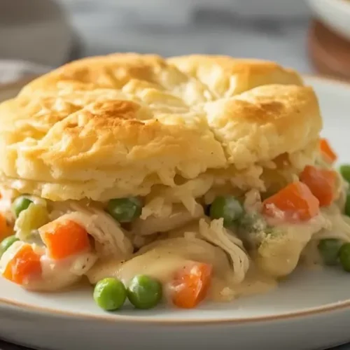 creamy chicken pot pie biscuit bake recipe