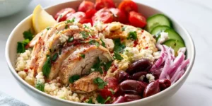 Colorful Mediterranean Chicken Hummus Bowls