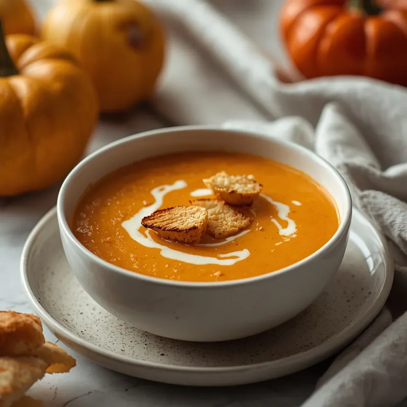Creamy Pumpkin Tomato Soup with Golden Grilled Cheese Croutons Creamy Pumpkin Tomato Soup with Golden Grilled Cheese Croutons