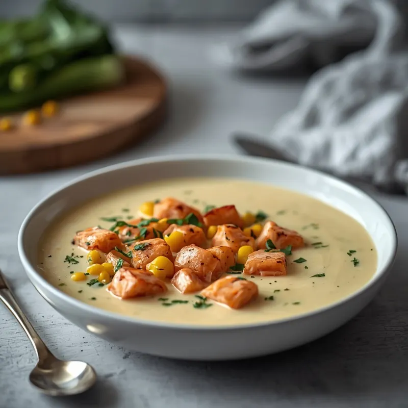 Hearty Creamy Salmon Corn Chowder