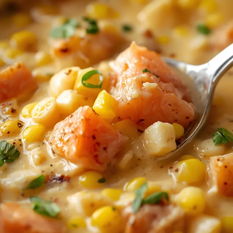 Hearty Creamy Salmon Corn Chowder