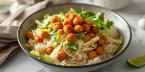 Crispy Cabbage Chickpea Rice Bowls